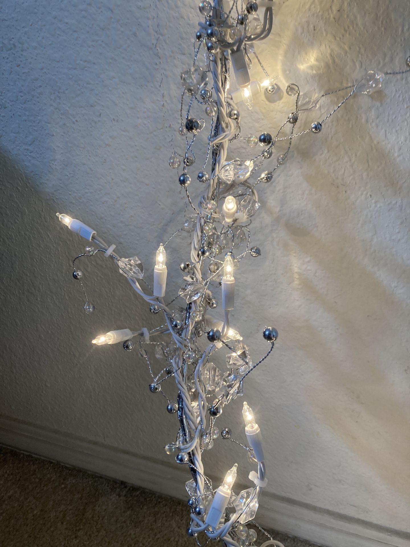 Two 9 Ft Glitter Gem/Bead Garland with 100 Clear Lights