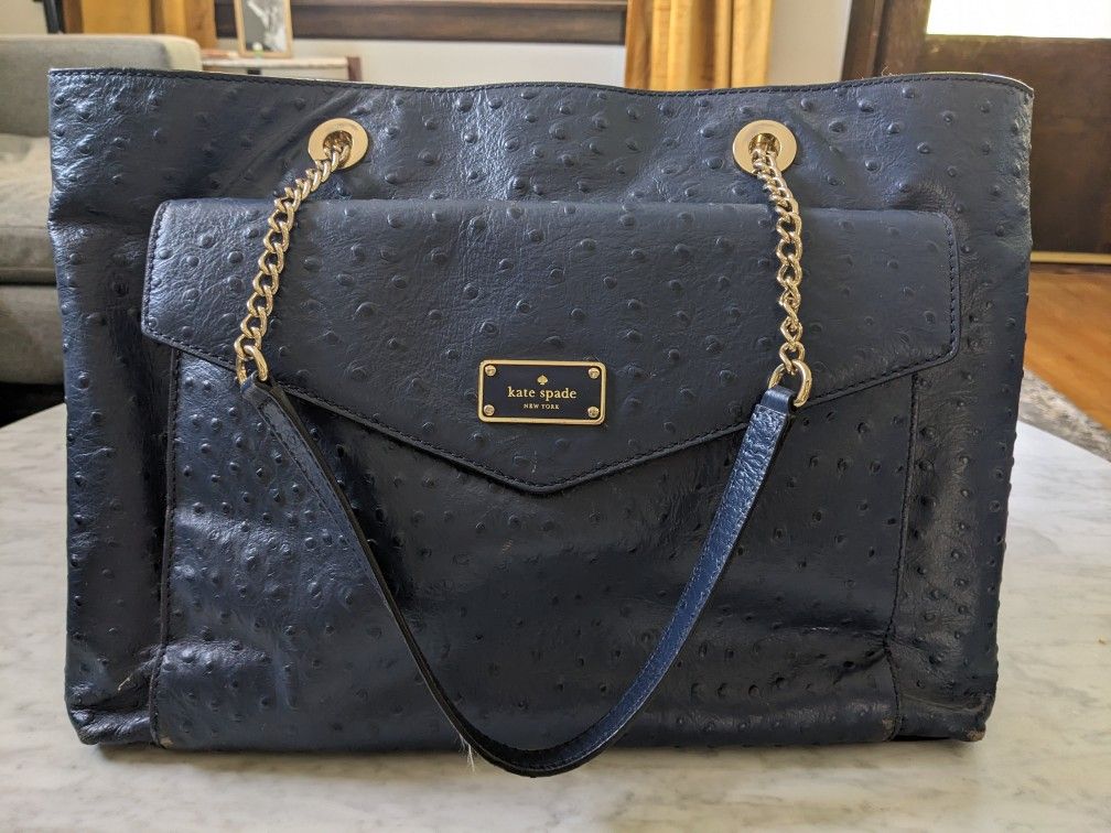 Kate Spade Blue Ostrich Leather Bag