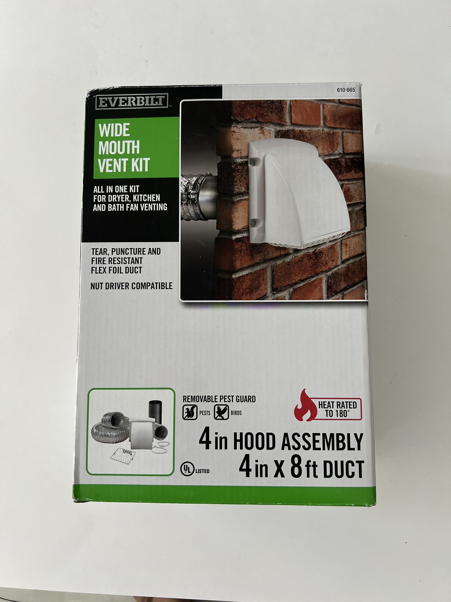 Everbilt 4 in. x 8 ft. Dryer Vent Kit with Guard | White | 610665| TD48PMKHD6