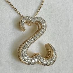 Jane Seymour Open Hearts Diamond Gold Necklace 
