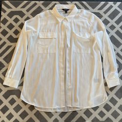 Simply Vera Vera Wang Olive Green Blouse Top sz L