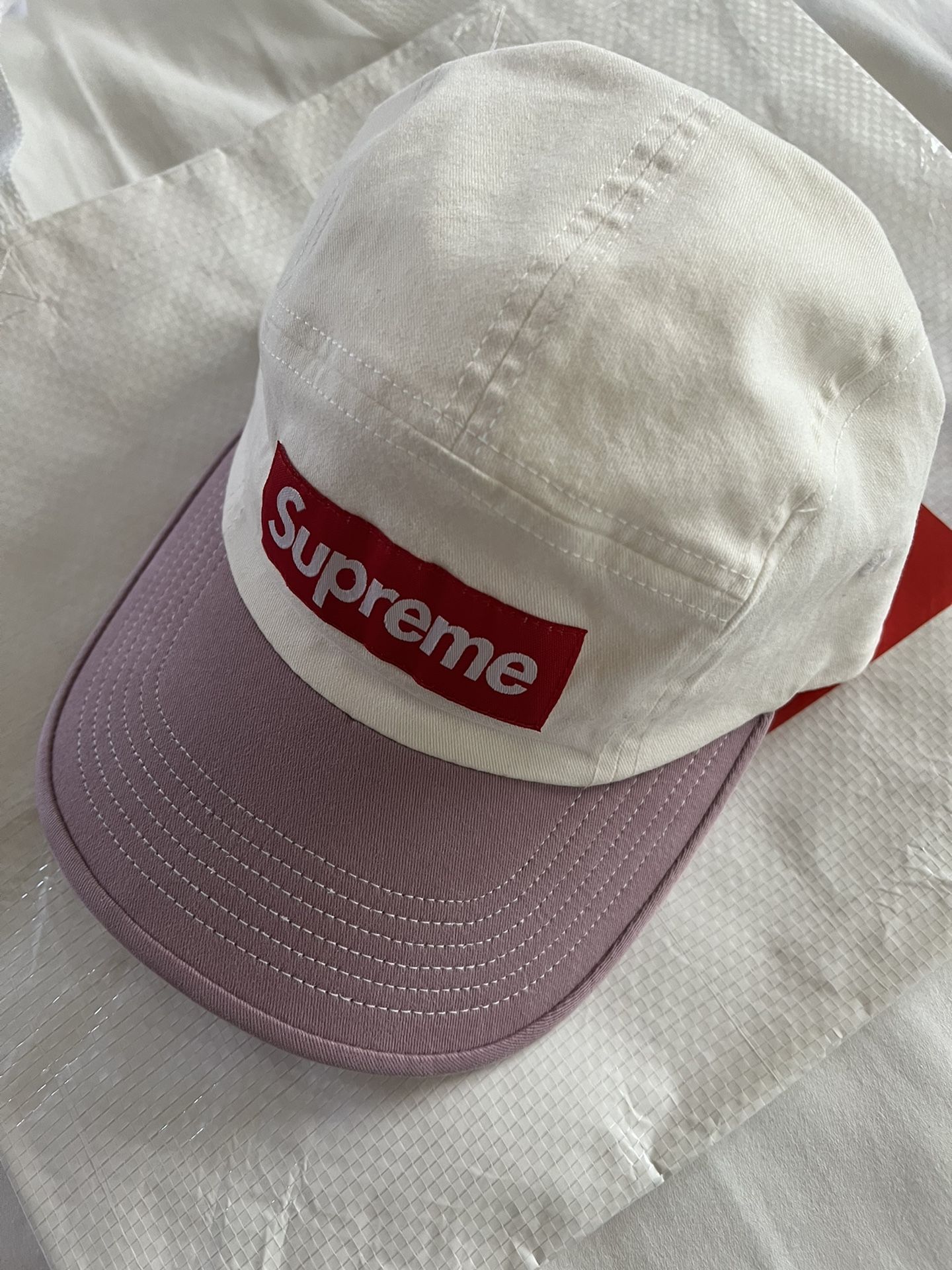 Supreme Two Tone Twill Camp Cap White Pink for Sale in Torrance