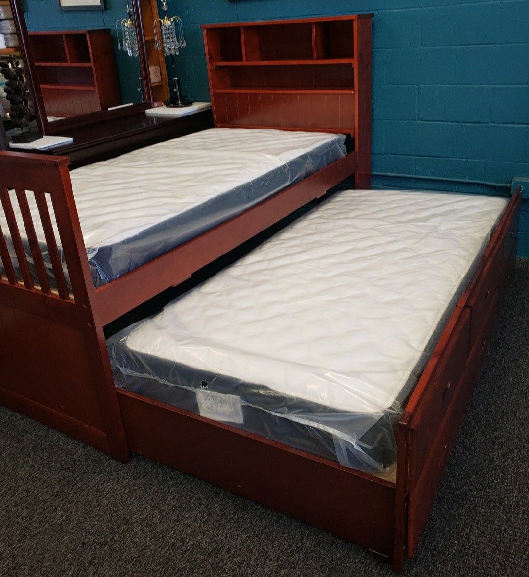NEW TWIN/TWIN BED w/ DRAWERS AND INCLUDED