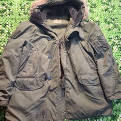 US Army Jacket Mens Large Extreme Cold Weather N-3B Snorkel Parka 70s Military