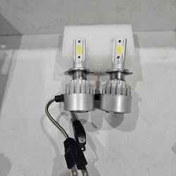 New H7 LED Light Bulbs With Built In Fan On Each. Bright White Led Light 6000k.  1 Pair.