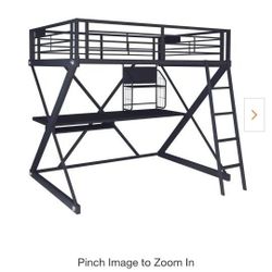 Full-Size Bed Frame With Desk And Ladder 