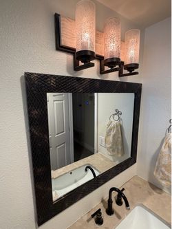 Rustic Mirror with Vanity Light