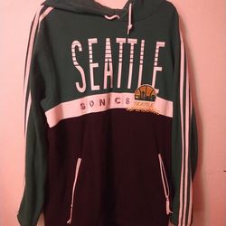 Vintage Adidas Seattle Supersonics Sonics Basketball Green Hoodie Jacket L 