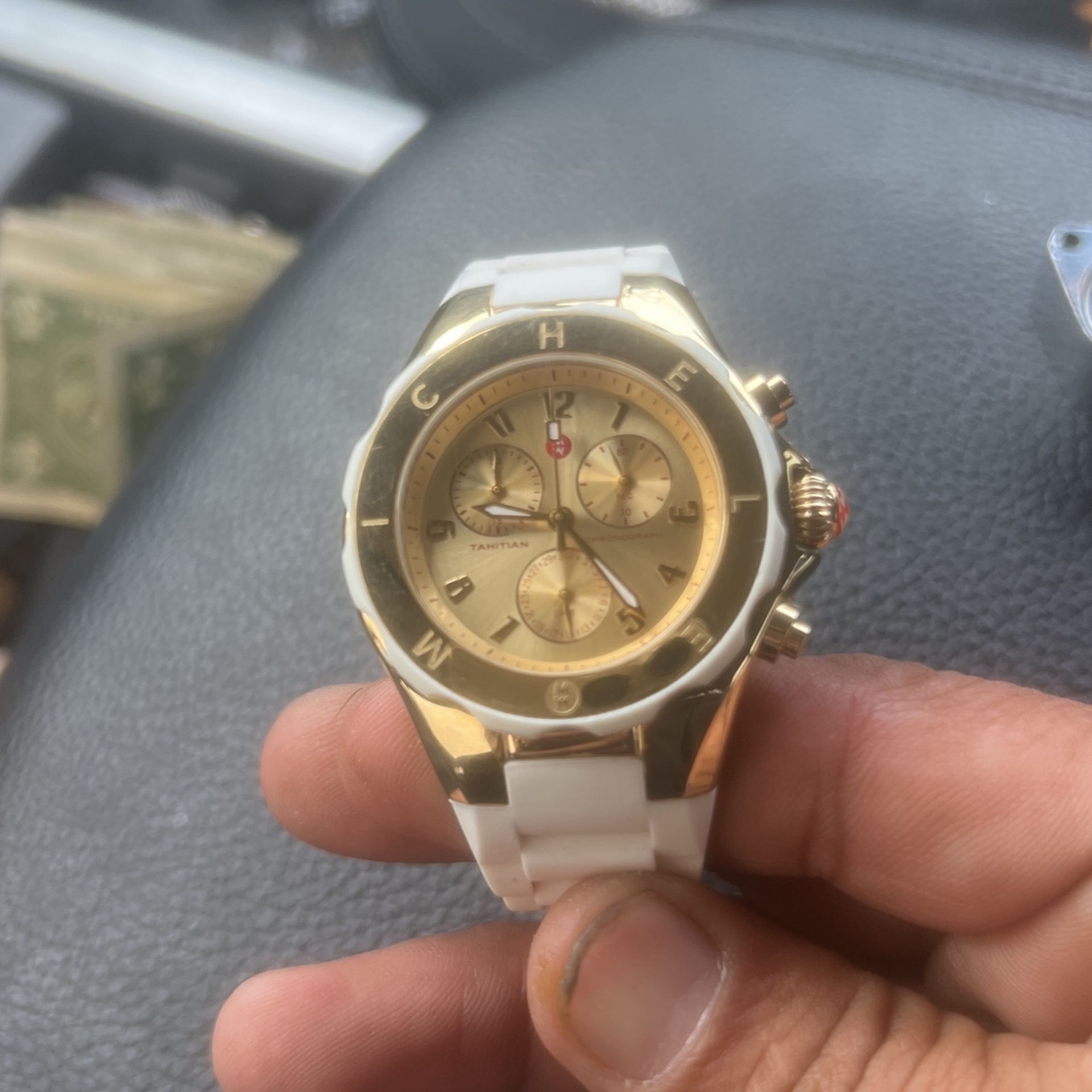 MICHELE, White And Gold Jelly Woman’s Watch