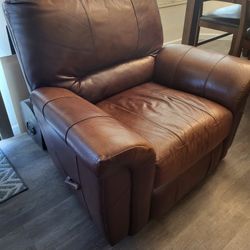 Oversized Brown Leather Recliner 