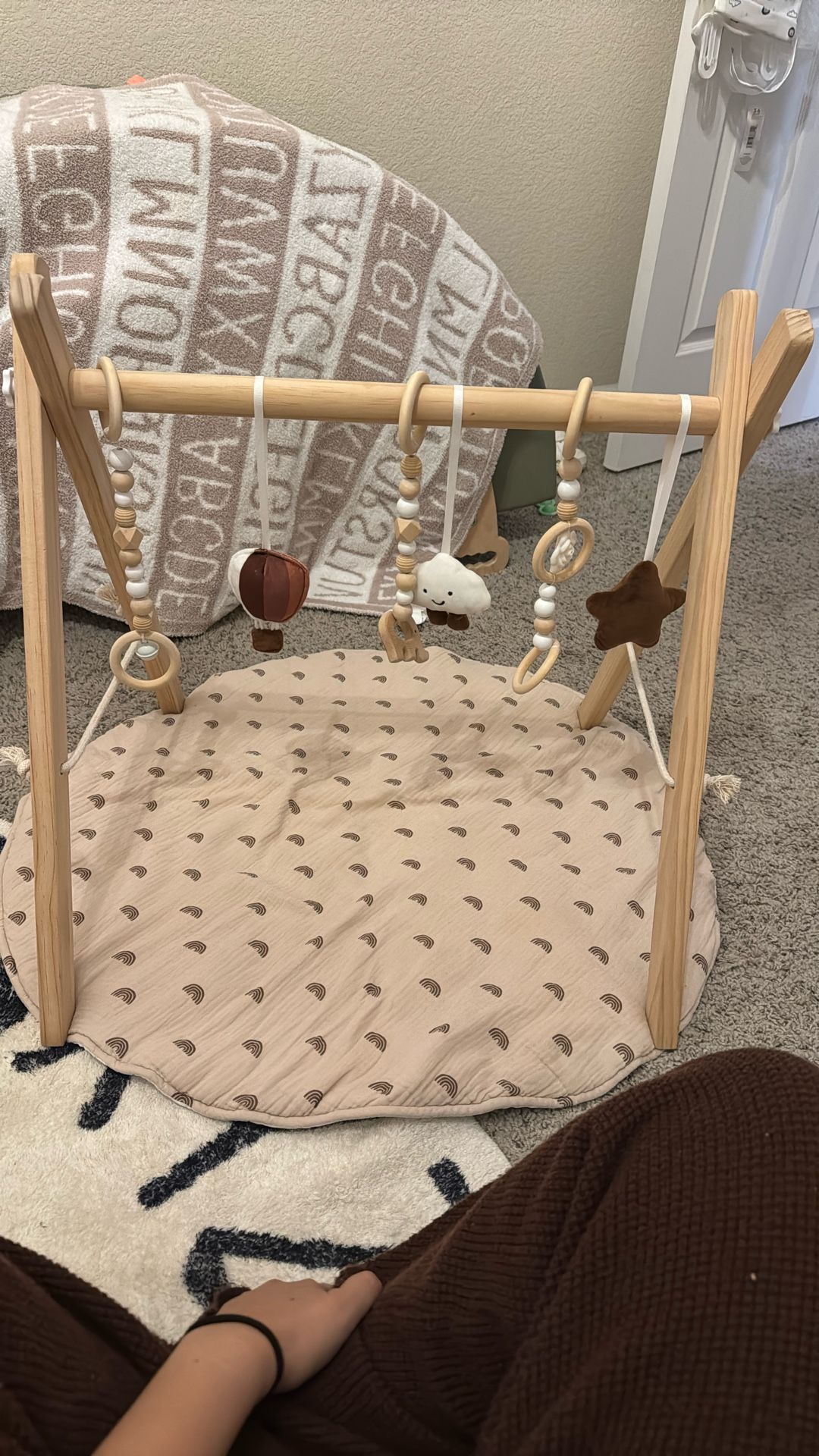 Wooden Baby Play Gym W/Mat