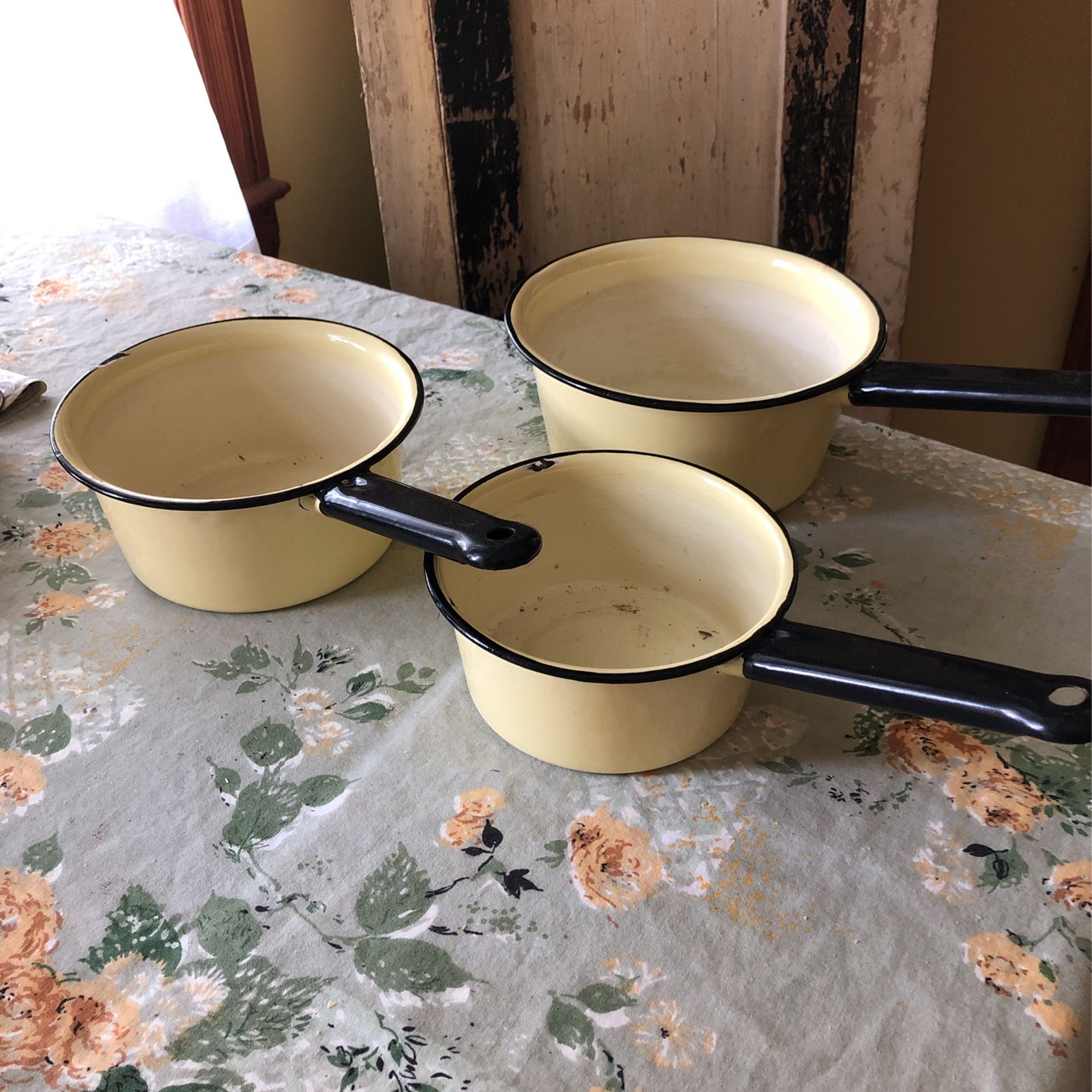 Antique, Set  Of 3 Porcelain Pots