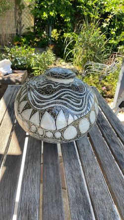Tribal design hand made pottery piece￼