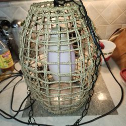 '60's Braided Rope Hanging Chain Link Lamp Works Perf