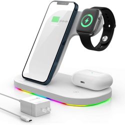 Charging Station Charging Pad for Apple iPhone Airpod Watch, 3 in 1 Qi-Certified 15W Fast Wireless Phone Charger for iPhone 13/12/12 Pro Max/11 Series