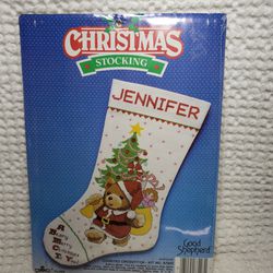 DMC A Neary Merry Christmas to you counted cross stitch kit . Stocking measures 9" X 16" . This is a new kit sealed and smoke free home. 