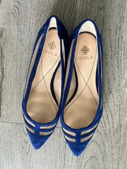 Women Leather Suede Flat Shoes Size 7 royal Blue