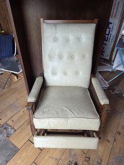 Vintage Mid Century Modern Tufted Buttoned High Back Recliner Chair