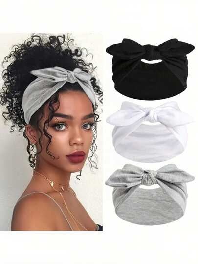 1/3/4/6pcs Women Bow Rabbit Ear Headbands, Boho Style Extra Wide Cute Rabbit
