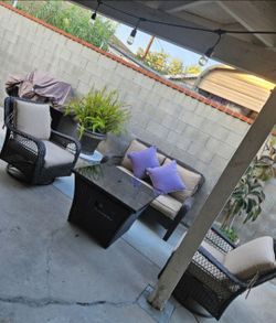 4pc Patio Set/conversation Set with fire pit/outdoor Furniture/Cash Only