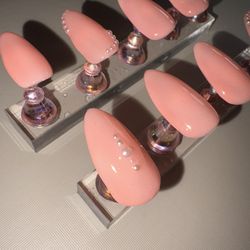 Handmade Press-On Nails- Glitter + Pearls