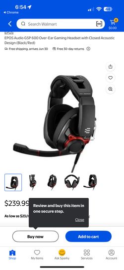 EPOS Audio GSP 600 Over-Ear Gaming Headset with Closed Acoustic Design (Black/Red)