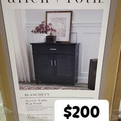 🛋️ allen + roth Blanchett 31.75-Inches W x 33-Inches H Blue Composite Rectangular Farmhouse End Table 🌟