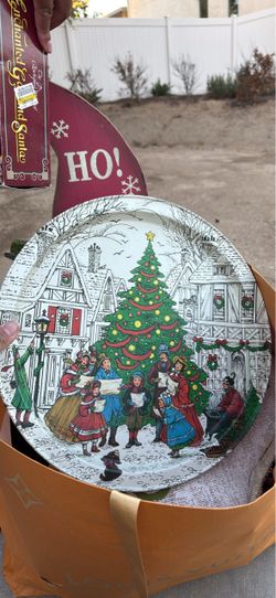 Vintage Christmas Carol Scene Decorative Plate