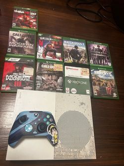 Xbox One S Console with Controller and 9 Games