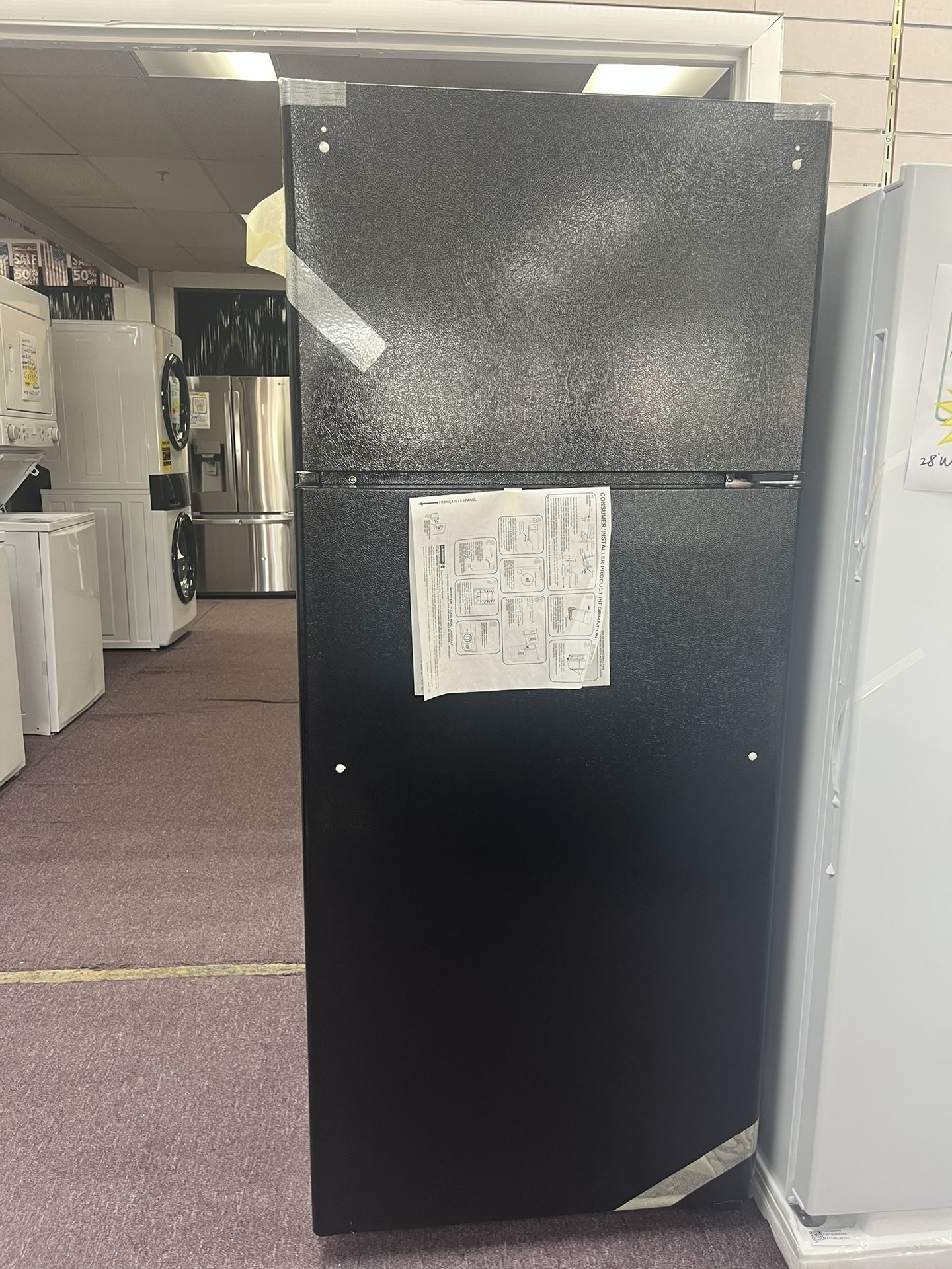 Refrigerator, Brand New 28’ Wide With Ice Maker, Manufacturer Warranty