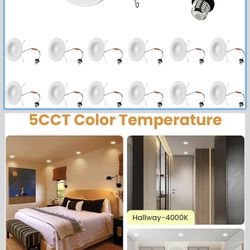 6-Inch LED Retrofit Can Lights, 13.5W, 1200LM, Dimmable Retrofit Led Recessed Lighting, 2700K/3000K/4000K/5000K/6000K Selectable, 6inch 12P White