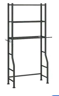 3 Tier Over Toilet Bathroom Storage Organizer W/ 2 Toilet Paper Holders   Black color
