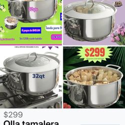 Hermosa Olla Tamalera De 32 Cuartos 