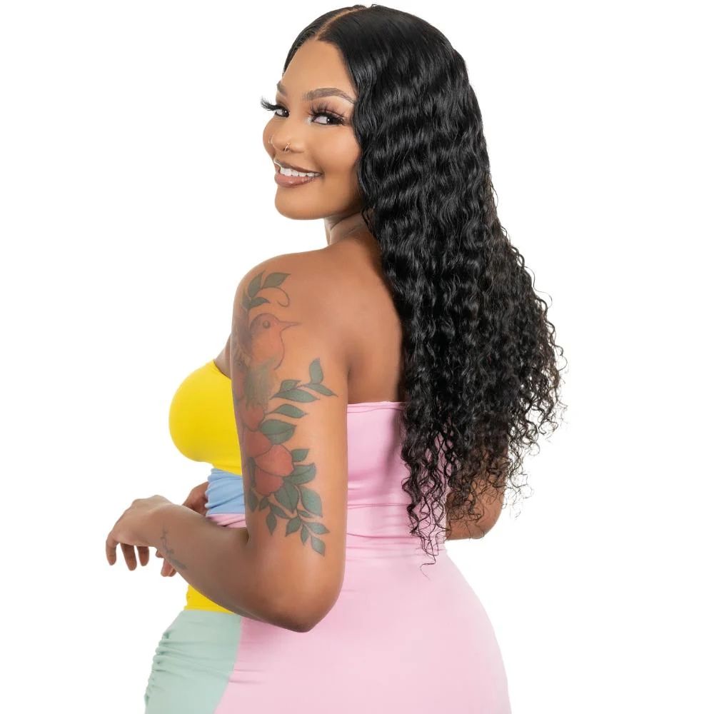 Deep Wave 4x4 Transparent Lace 100% Human Hair Closure Wig