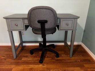 Solid Wood Grey Desk and Chair