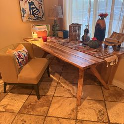 Solid Wood Indoor/Outdoor Dining Table – Rustic Modern Style