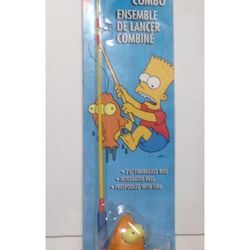 Simpsons 2004 Bart & Blinky Spin cast Combo Fishing Pole 2”6 Fiberglass Rod