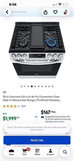 LG gas oven