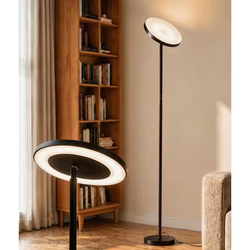 Black dimmable LED disc floor lamp