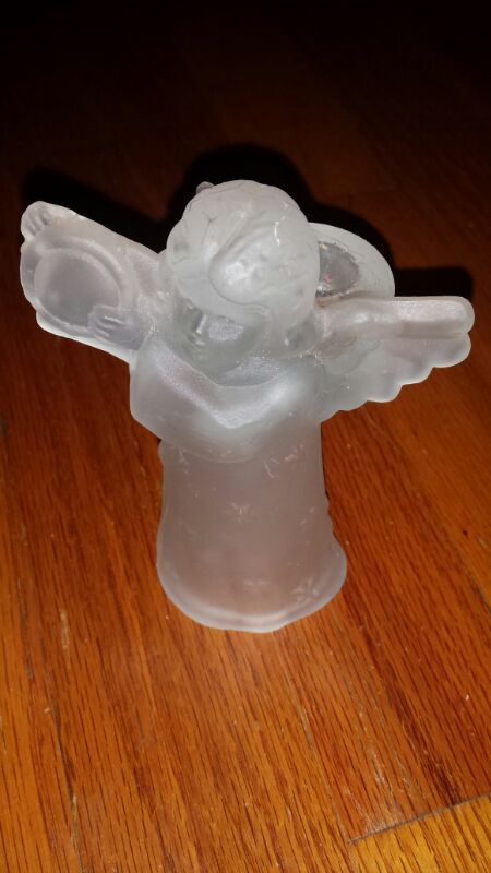 Angel glass Christmas candle holder. Downtown Chicago theater district pick up