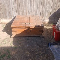 Country Farmhouse Style Double Lid Wooden Coffee Table Storage Trunk