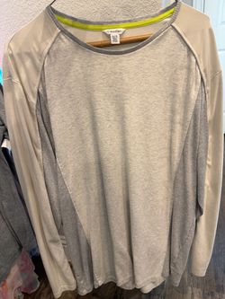 Calvin Klein Gray and Cream Long Sleeve Pullover with Neon Trim size XL