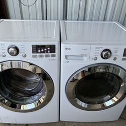 Lg Front Load Electric Washer And Dryer Set Heavy Duty Capacity 