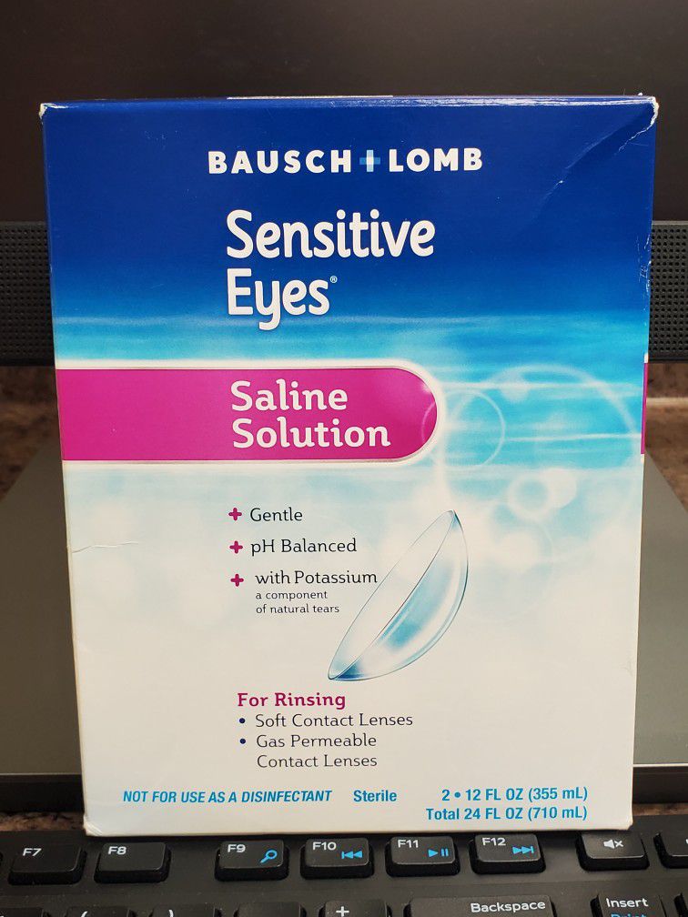 Bausch & Lomb Sensitive Eyes Saline Solution for Soft Contacts 2X12 floz Bottles NEW