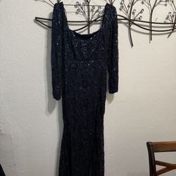 Women Long Dress Dark Blue 