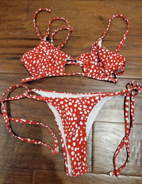 Red & White Bikini Set