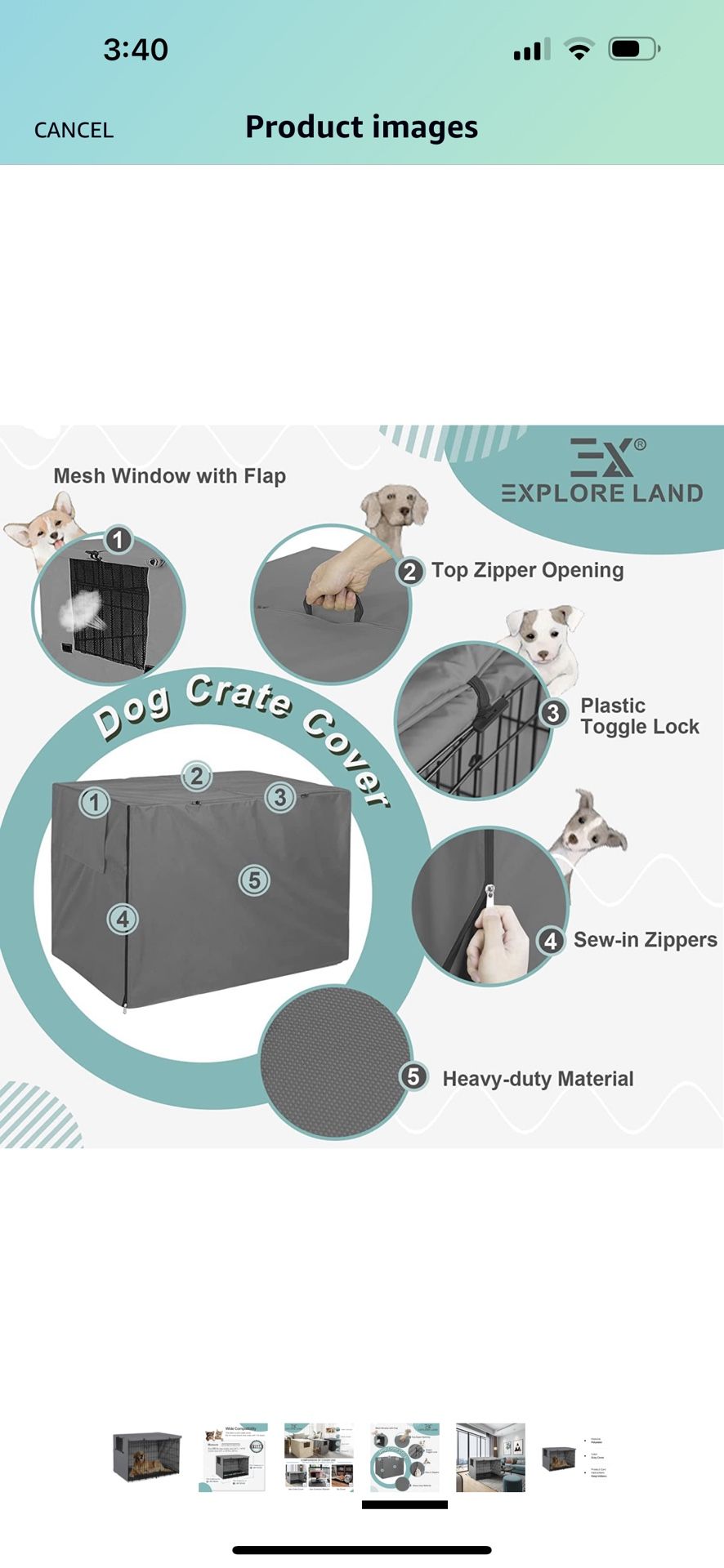 Dog Crate Cover - Gray