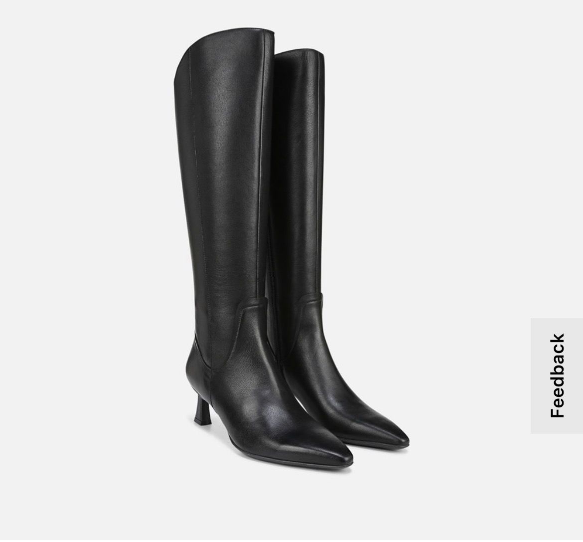 Black leather wide calf knee high boot