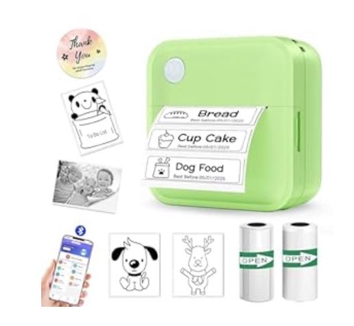 Label Maker Machine with Tape - 14 Sizes Mini Sticker Printer Bluetooth Label Printer for Home Office Organization, Portable Thermal Sticker Maker Pri