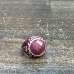 Red Stone Ring 925 Sterling Silver